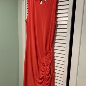 Bar III Macys sexy side shirred fitted dress outstanding color..keyhole back